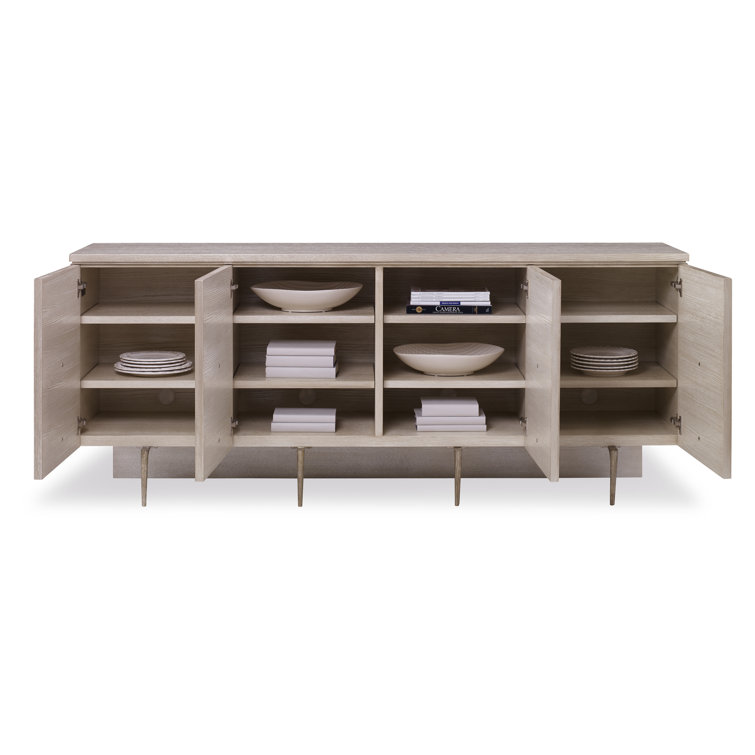 Champagne Oak and Veneer 84'' Sideboard with Tree Motif