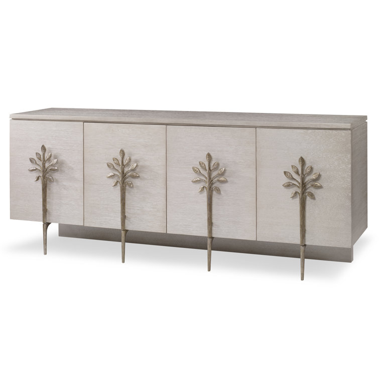 Champagne Oak and Veneer 84'' Sideboard with Tree Motif