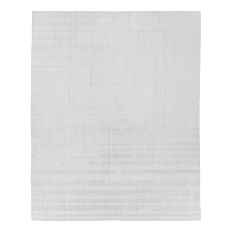 Ivory and Gray Striped Wool Silk 6' x 9' Rug