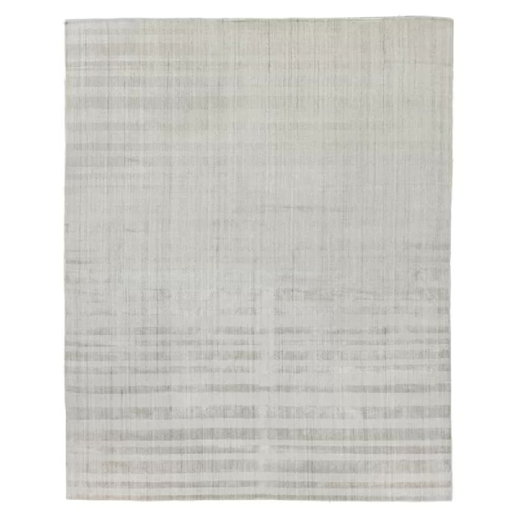 Robin Striped Light Khaki Wool and Viscose 6' x 9' Area Rug