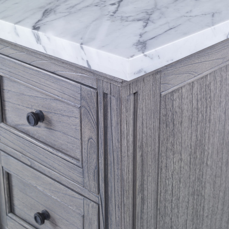 Danbury 60'' Gray Mahogany Single Bathroom Vanity with Marble Top
