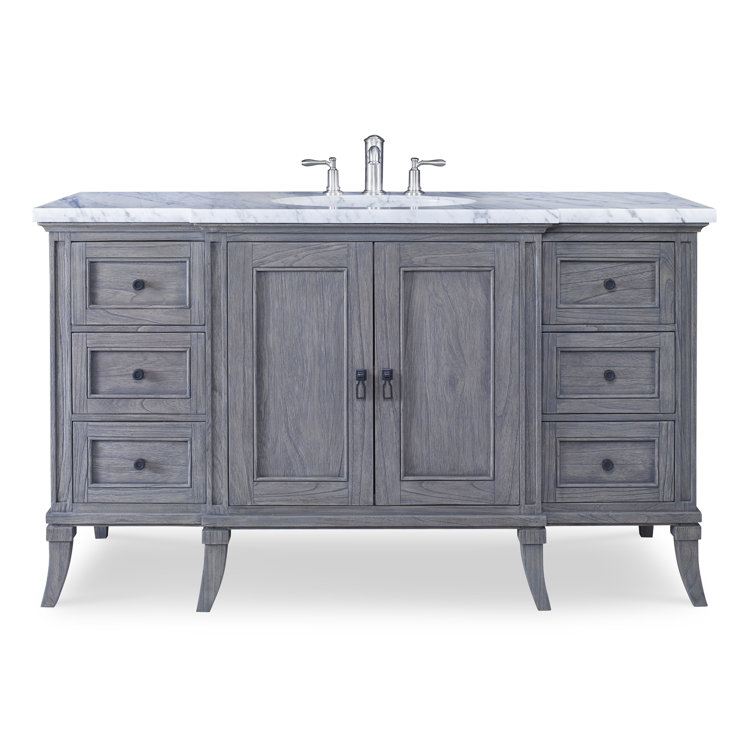 Danbury 60'' Gray Mahogany Single Bathroom Vanity with Marble Top