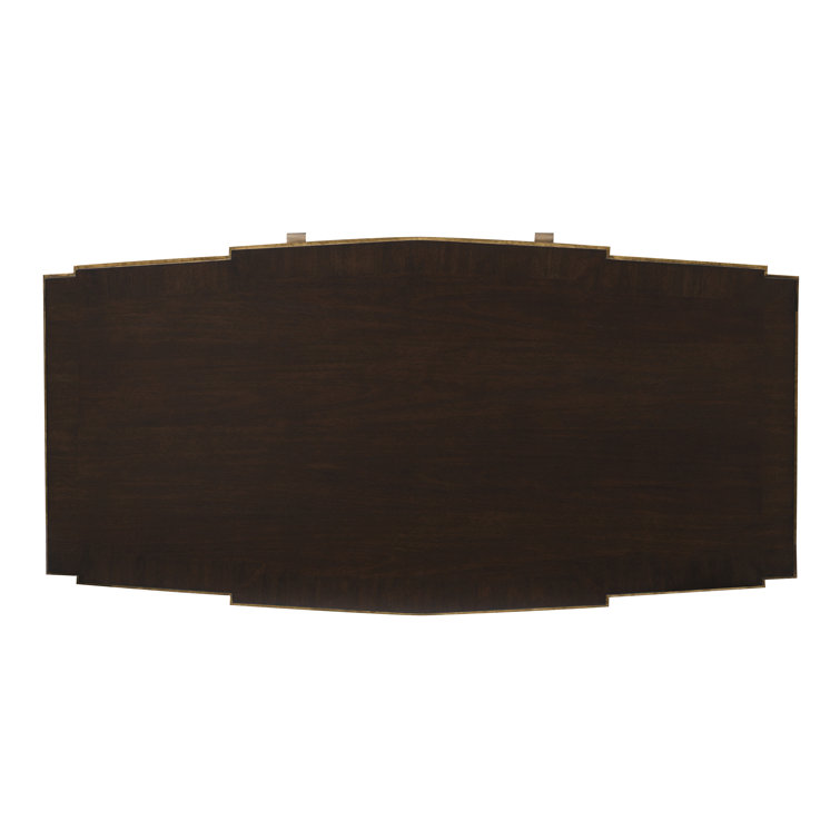 Walnut and Brass Trim Writing Desk with Drawer