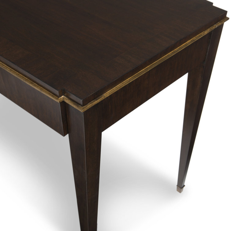 Walnut and Brass Trim Writing Desk with Drawer