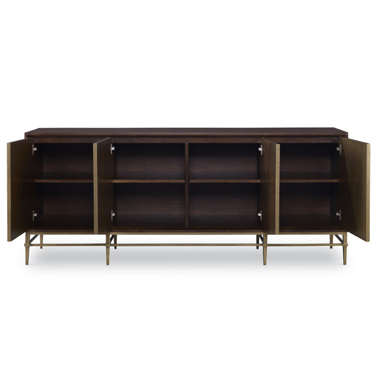 Phoenix 79'' Mahogany and Brass Sideboard with 4 Doors