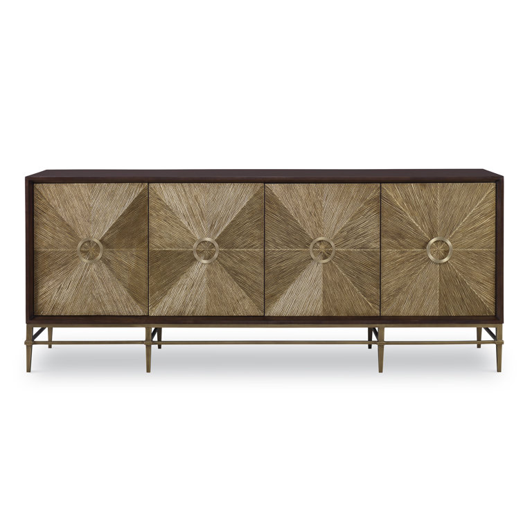 Phoenix 79'' Mahogany and Brass Sideboard with 4 Doors
