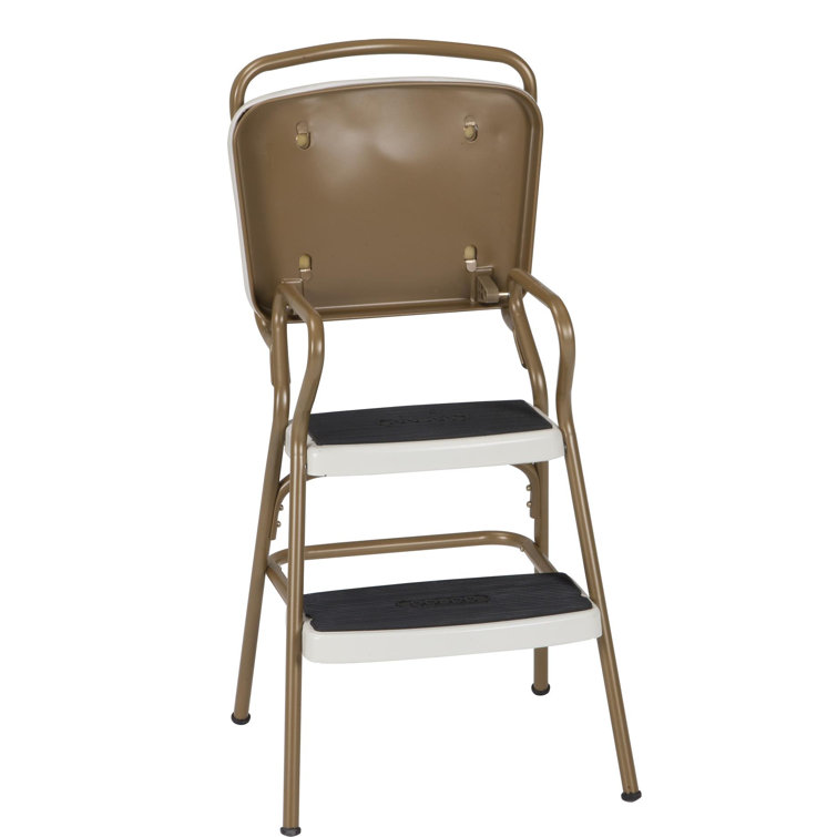Gold and Cream Steel Foldable 2-Step Chair