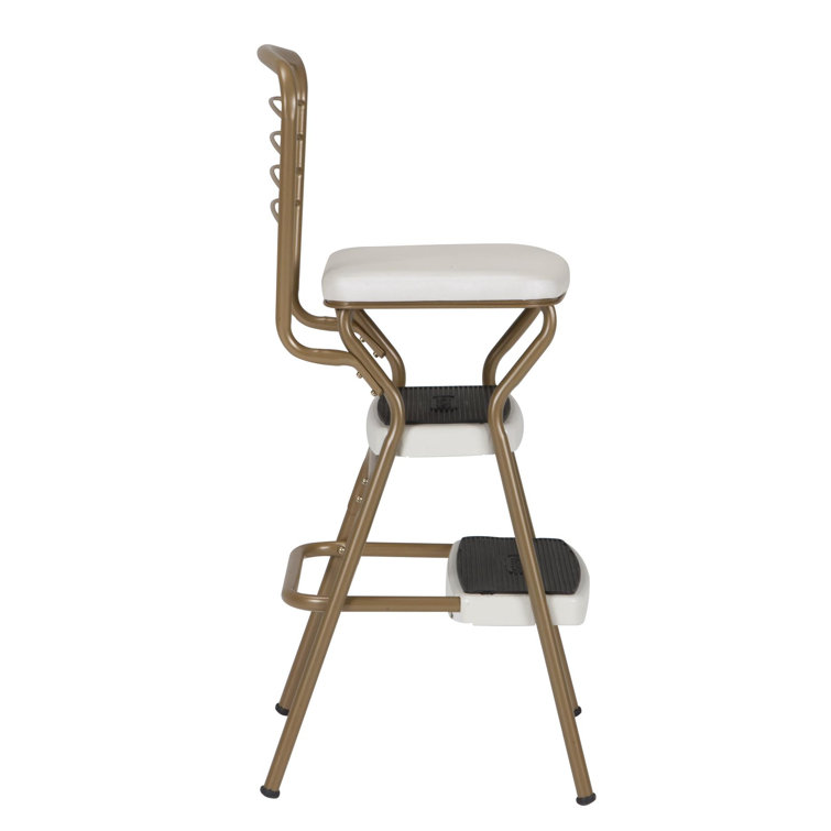 Gold and Cream Steel Foldable 2-Step Chair