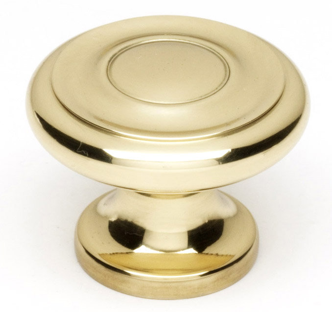 Polished Brass Round Traditional Cabinet Knob with Mounting Hardware