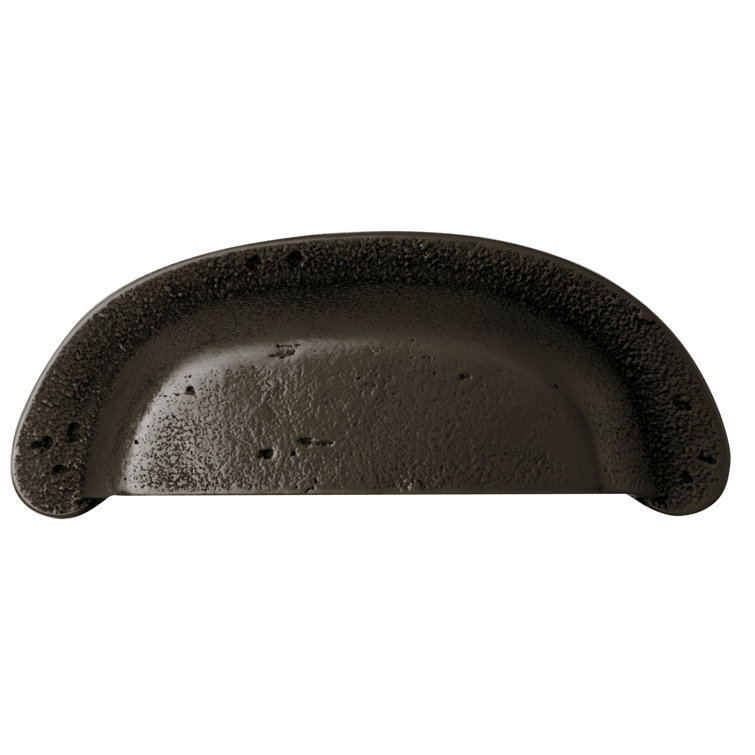 Dark Bronze Rustic Industrial Cup Pull with Mounting Hardware