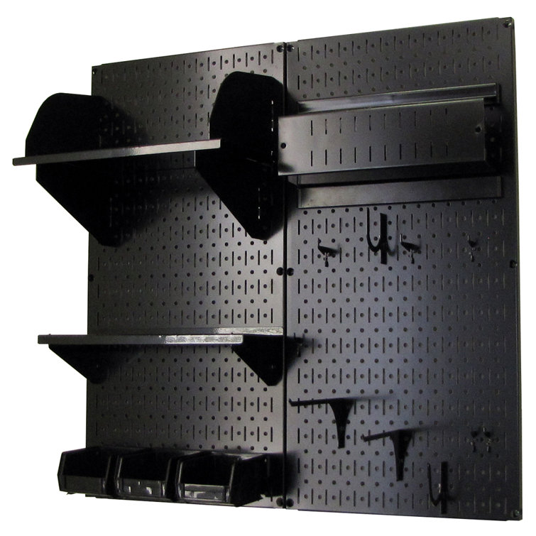 Black Powder-Coated Steel Hobby Craft Pegboard Organizer Kit
