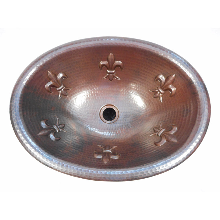 19" Oval Hand-Hammered Copper Bathroom Vessel Sink