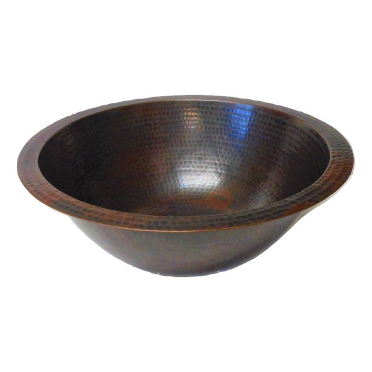 Hand Forged 15" Round Copper Hammered Bathroom Sink
