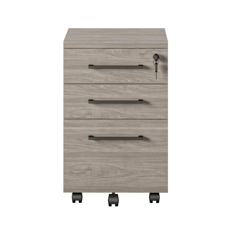 Parkside Light Brown Oak 3-Drawer Lockable Mobile File Cabinet
