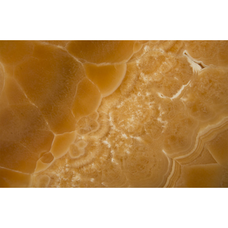 11'' Contemporary Beige Onyx Gem Wall Tile with Brass Setting