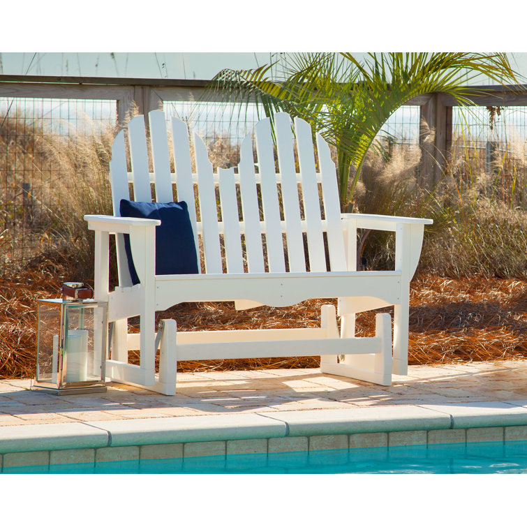 White Recycled Plastic Adirondack Outdoor Glider Bench