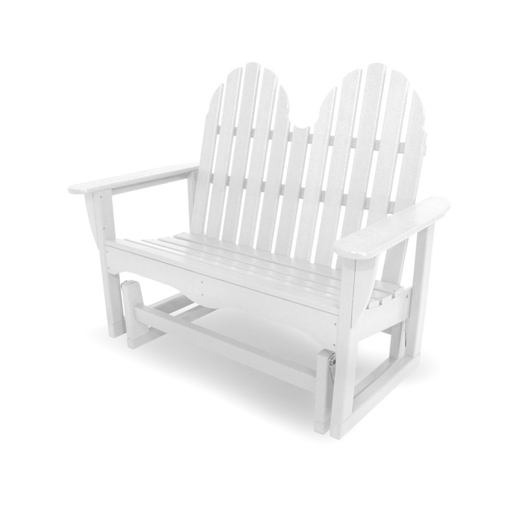 White Recycled Plastic Adirondack Outdoor Glider Bench