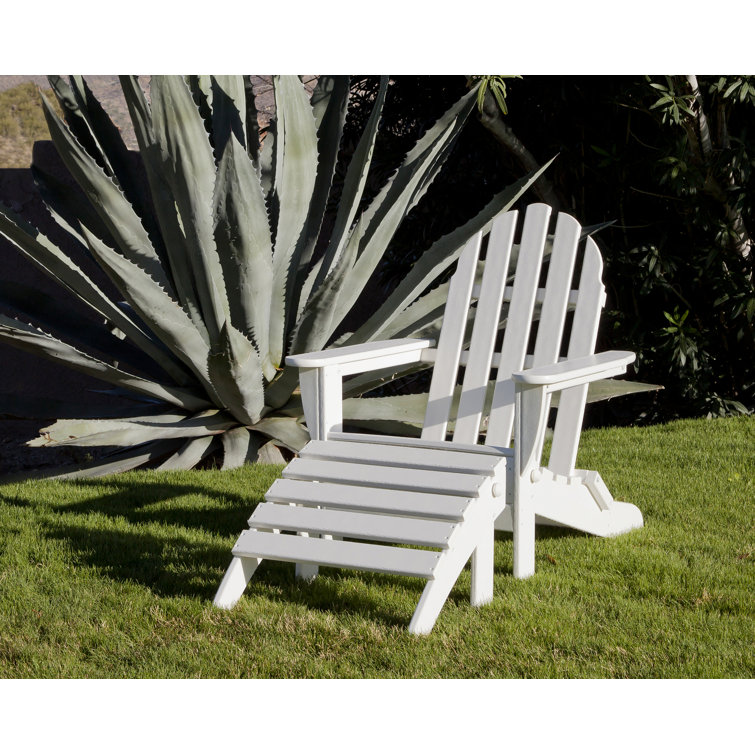 White HDPE Folding Adirondack Chair with Ottoman