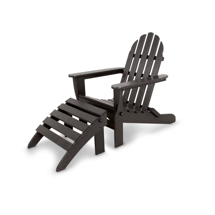 Black HDPE 2-Piece Folding Adirondack Chair Set
