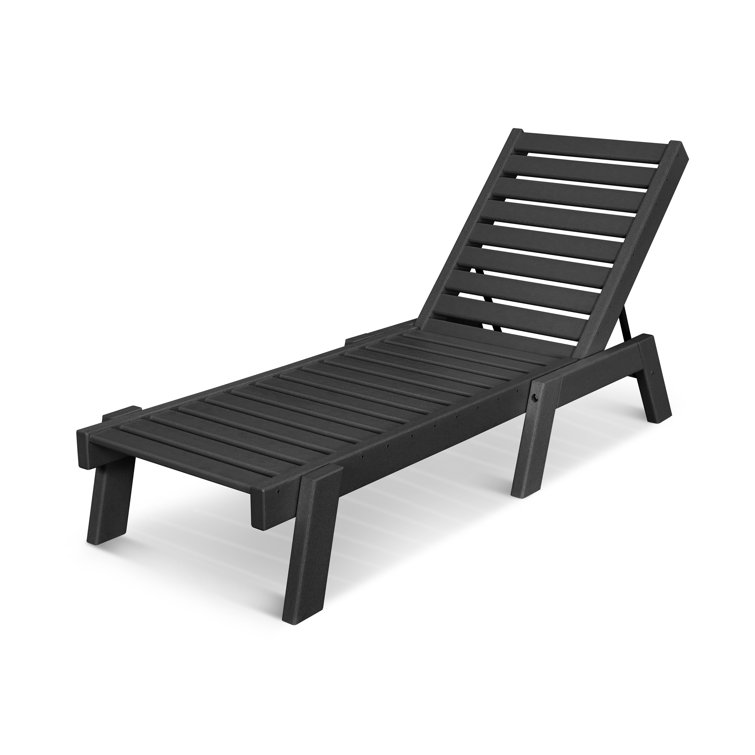 Black Recycled Plastic Armless Outdoor Chaise Lounger