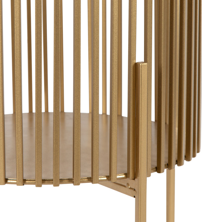 Gold Metal Cylindrical Plant Stands - Set of 2