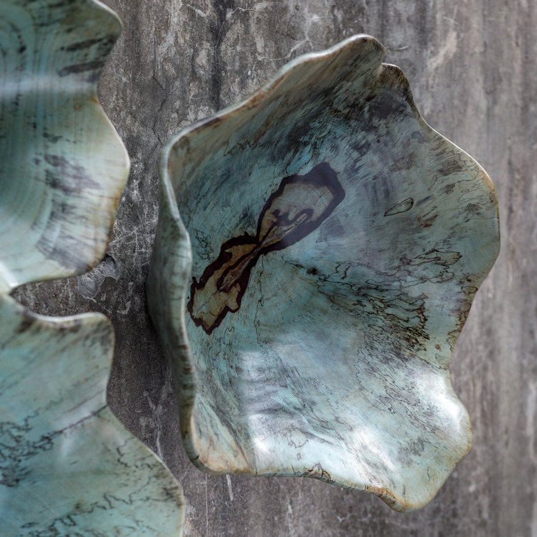 Teo Blue-Green Wood Coastal Wall Art Set