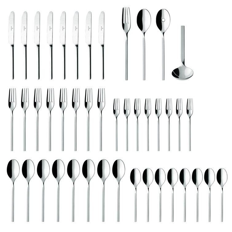 New Wave 64-Piece Stainless Steel Flatware Set with Curved Handles