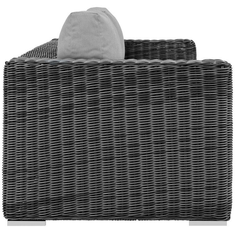 Gray Wicker and Aluminum Outdoor Sectional Sofa