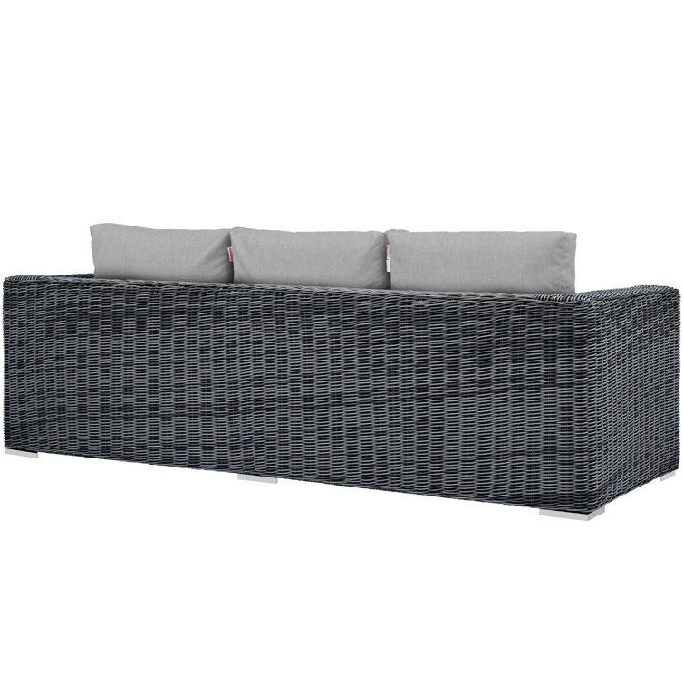 Gray Wicker and Aluminum Outdoor Sectional Sofa