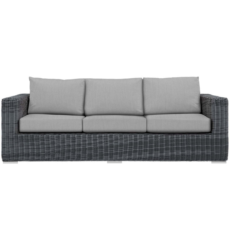 Gray Wicker and Aluminum Outdoor Sectional Sofa