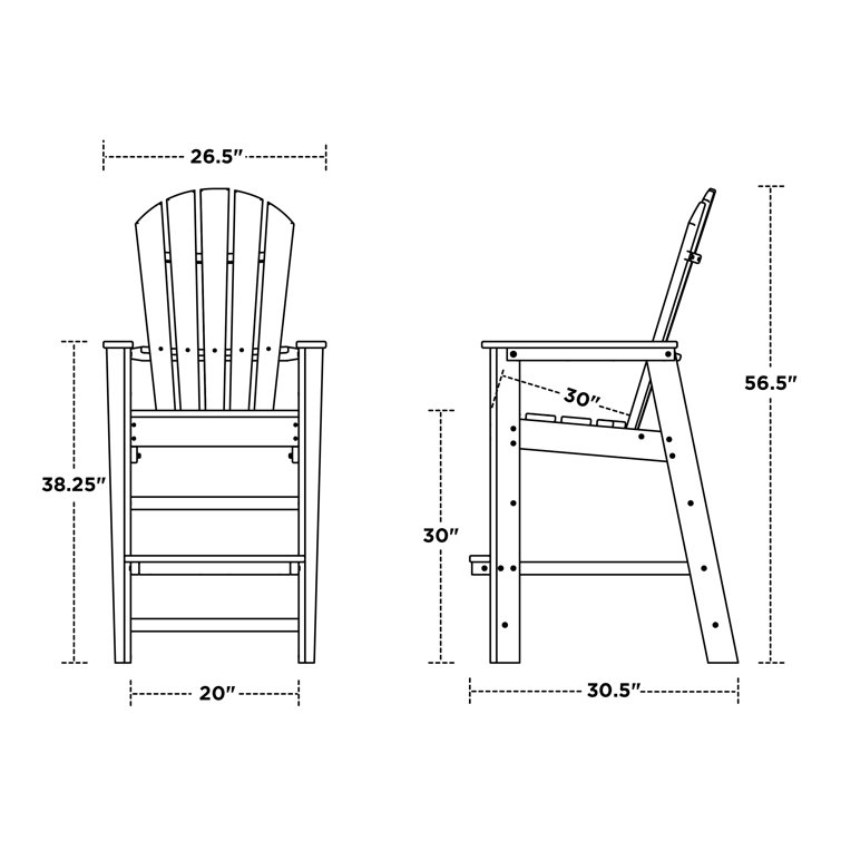 White HDPE South Beach Bar Chair with Arms