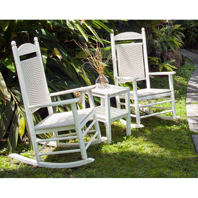 White Recycled Plastic Presidential Rocking Chair with Arms