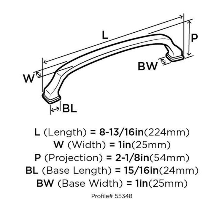 Satin Nickel 12" Traditional Appliance Pull with Mounting Hardware