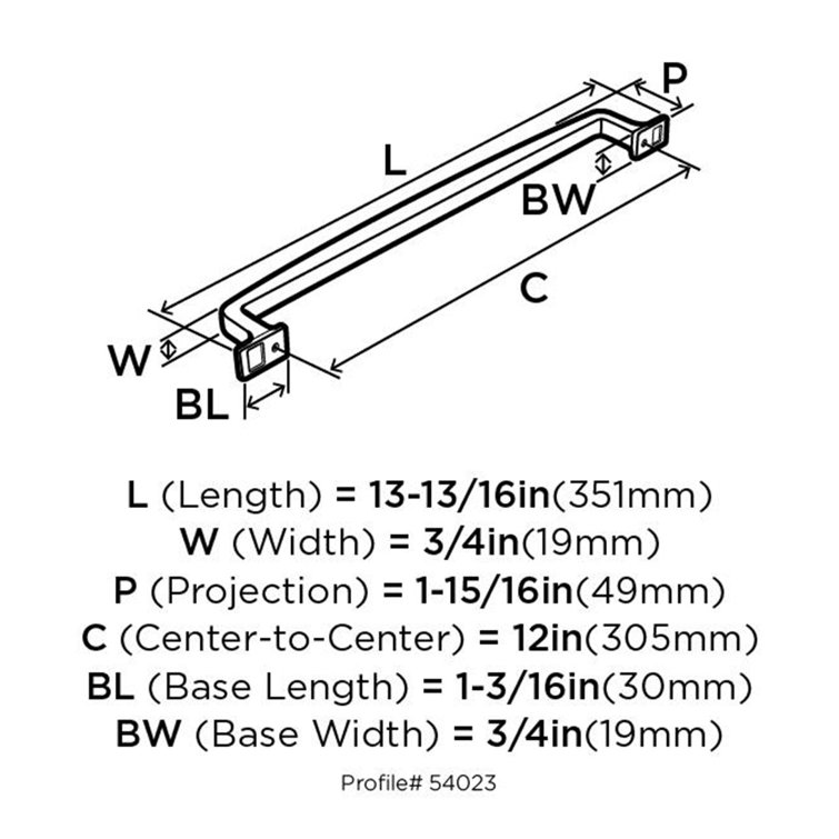12-Inch Brushed Nickel Industrial Appliance Pull with Mounting Hardware