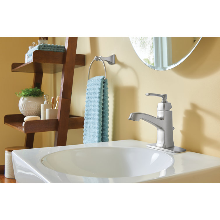 Conway Brushed Nickel Single Hole Bathroom Faucet with Drain Assembly