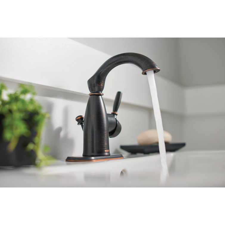 Mediterranean Bronze Single Hole Bathroom Faucet with Drain Assembly
