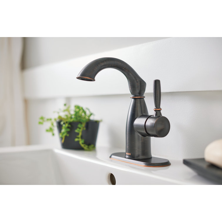 Mediterranean Bronze Single Hole Bathroom Faucet with Drain Assembly
