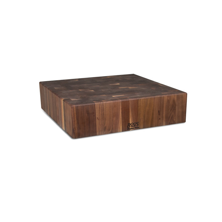 Square Solid Walnut 35'' Butcher Block Kitchen Stand