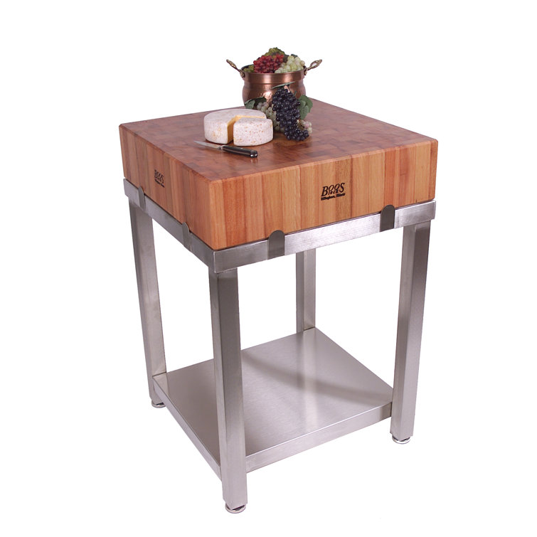 Cherry Wood Rectangular Butcher Block Table Set