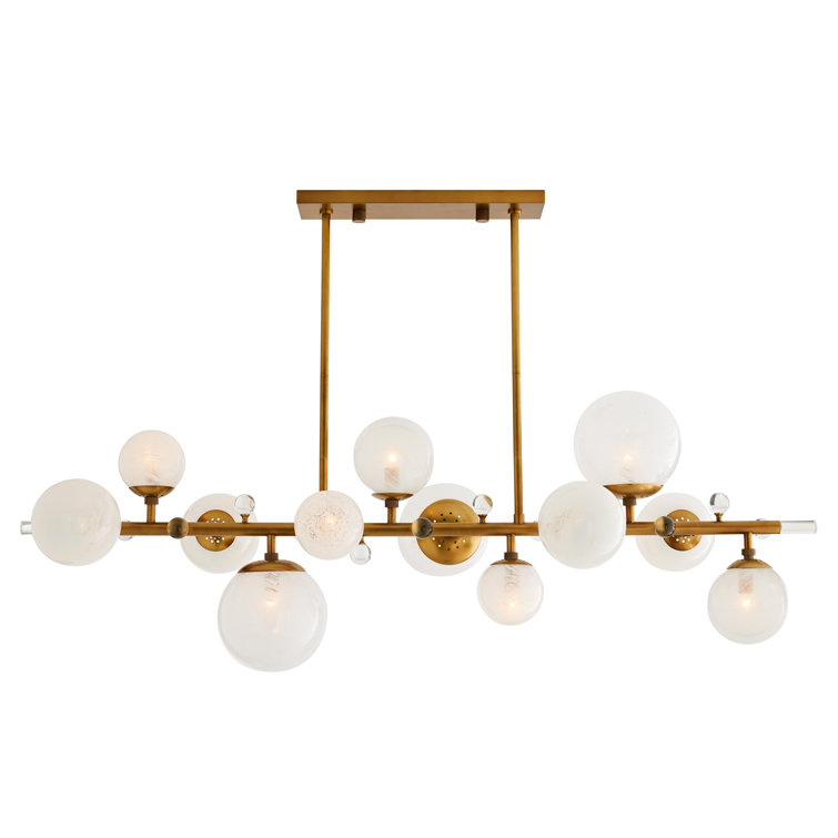 Antique Brass and Crystal 12-Light Chandelier with Opal Glass Globes