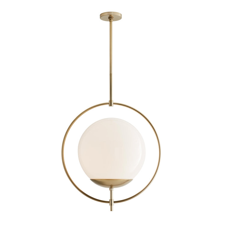 Volta 22" Opal Glass Globe Pendant in Pale Brass
