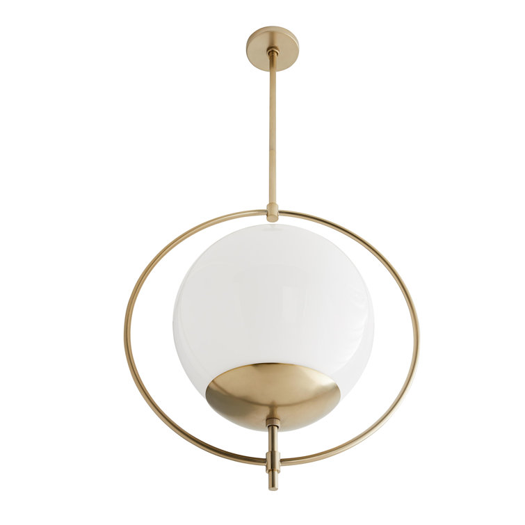 Volta 22" Opal Glass Globe Pendant in Pale Brass