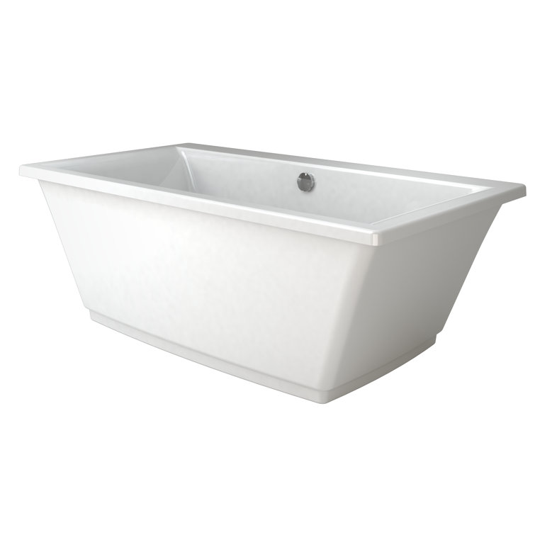 Fia 62" x 32" Freestanding White Acrylic Soaking Bathtub