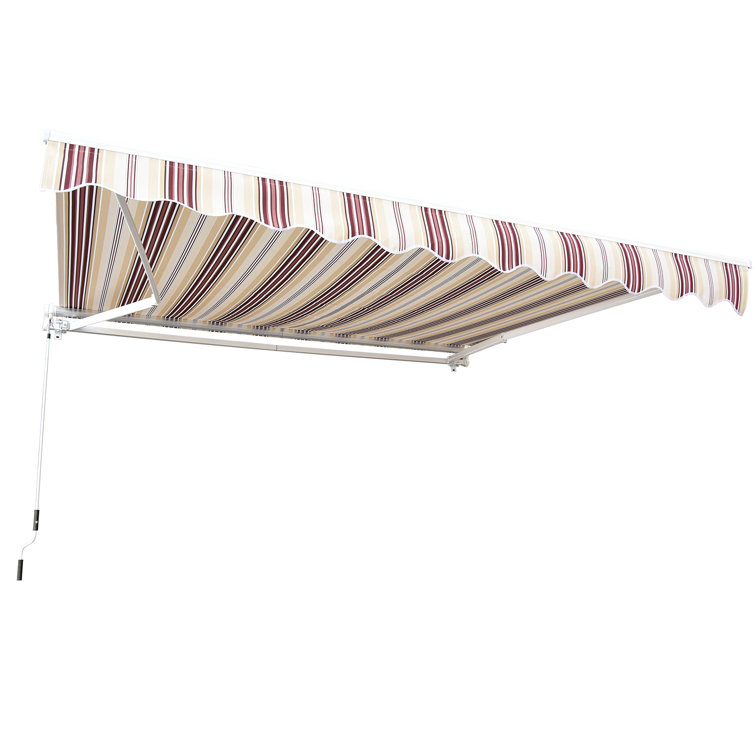 10' x 8' Red and Beige Striped Retractable Patio Awning