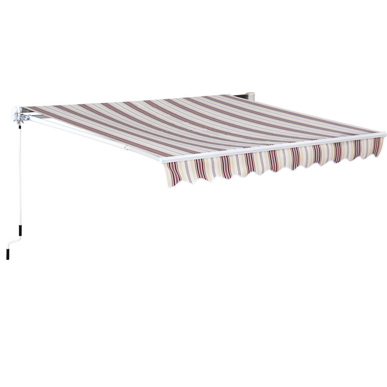 10' x 8' Red and Beige Striped Retractable Patio Awning