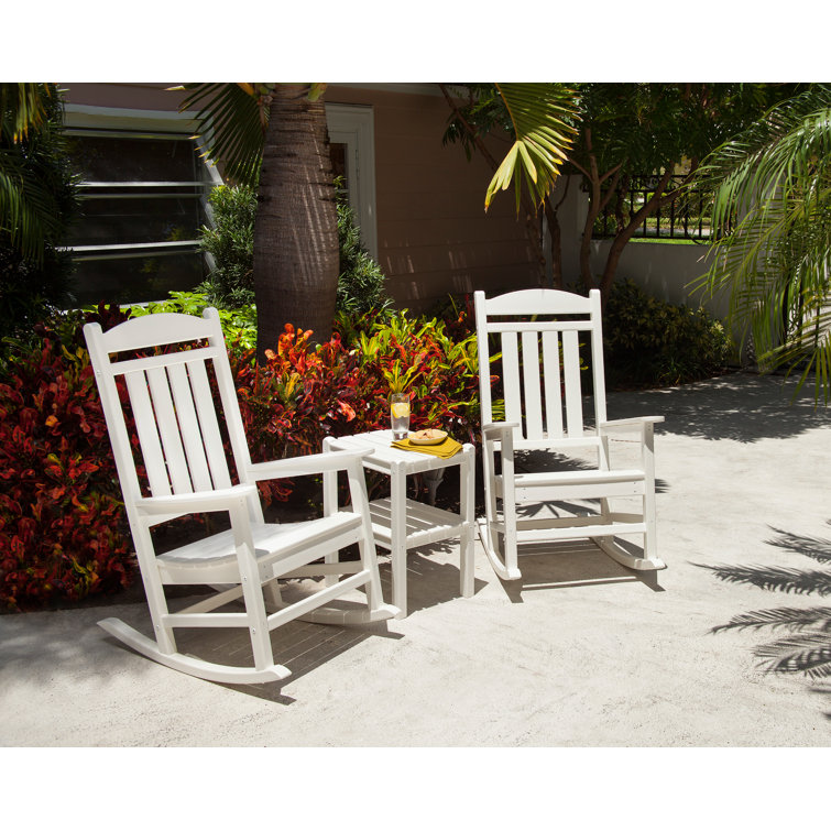 White Recycled Plastic Presidential Rocking Chair with Arms
