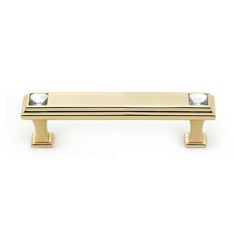 Gold Crystal Accented Traditional Bar Pull with Mounting Hardware