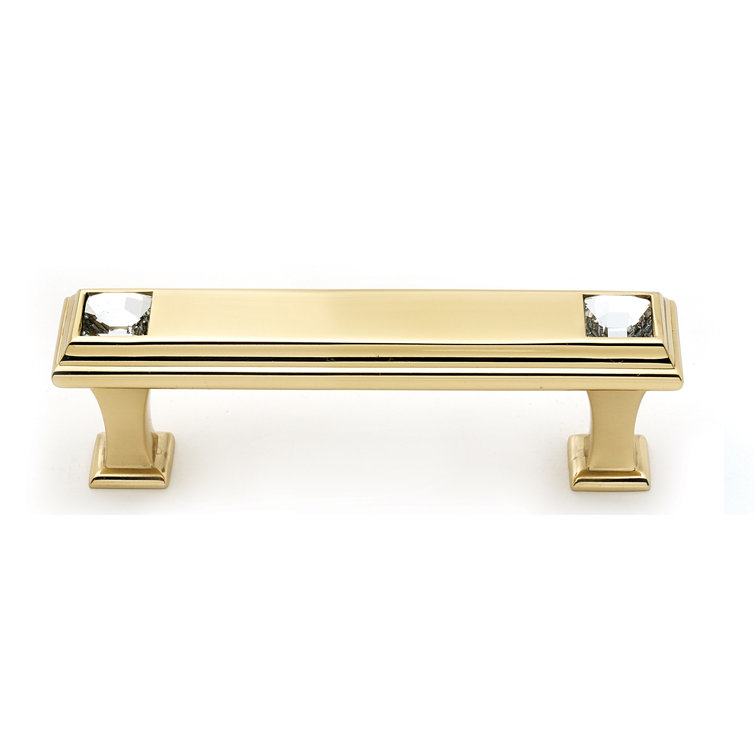 Polished Brass 3" Geometric Bar Pull with Crystal Accents