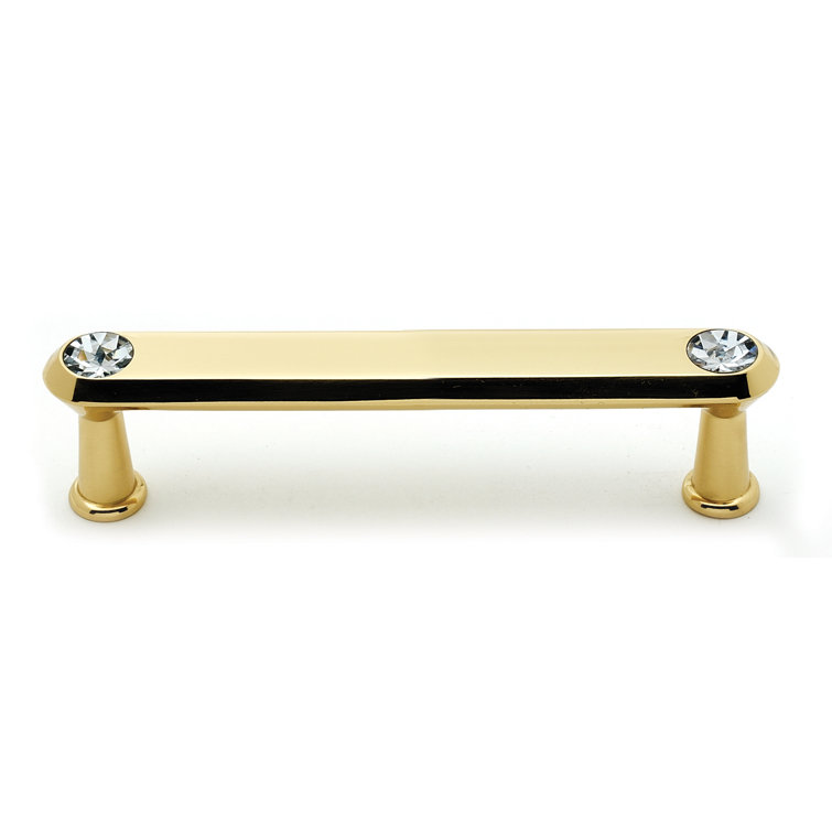 Polished Brass Crystal Embellished Bar Pull with Mounting Hardware
