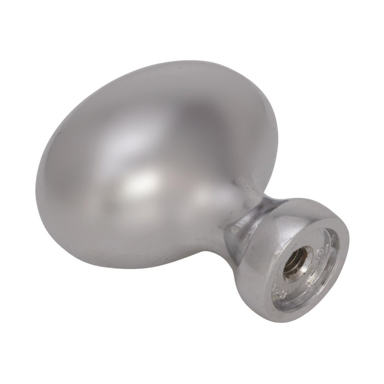 Polished Chrome Oval Modern Cabinet Knob with Mounting Hardware